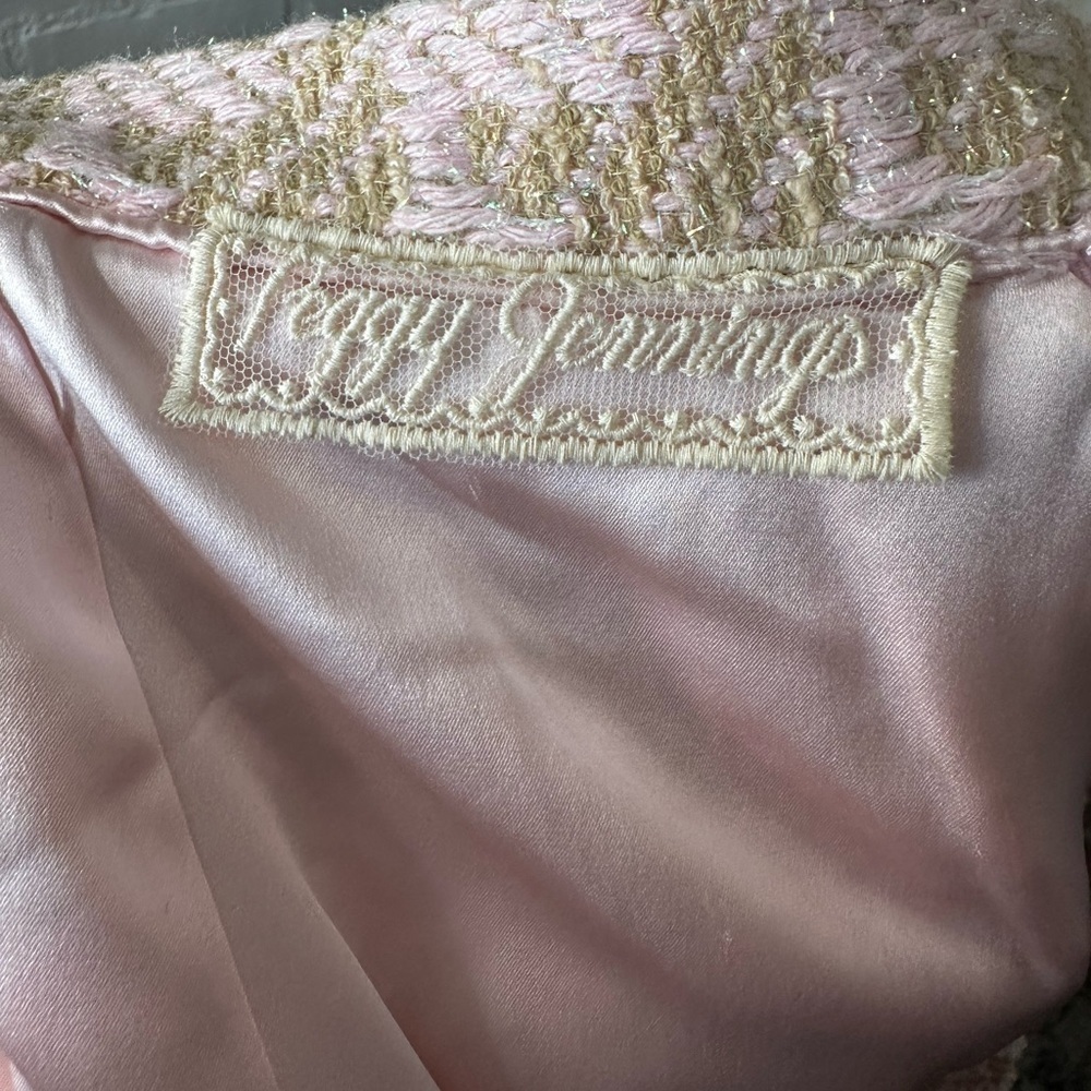 Vintage Peggy Jennings Pink and Gold Houndstooth Tweed Skirt - Picture 12 of 12